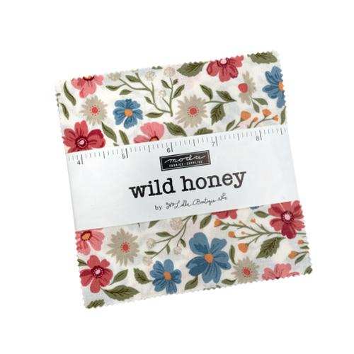 Wild Honey Charm Pack by Lella Boutique featuring floral fabric squares for quilting and crafts