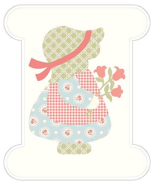 Sunbonnet Binding Holder by Heather Briggs featuring vintage floral and gingham patterns for quilting projects