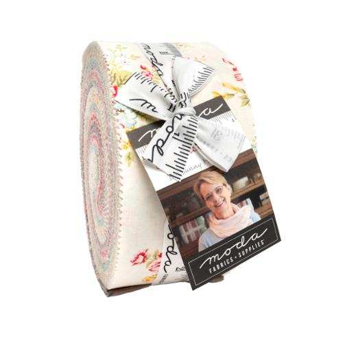 Lyda Rose Jelly Roll by Anne Sutton with 40 pastel fabric strips for quilting and crafts