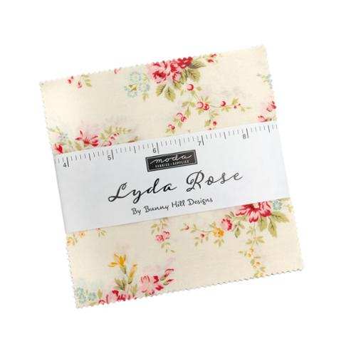 Lyda Rose Charm Pack by Bunny Hill Designs with floral fabric squares