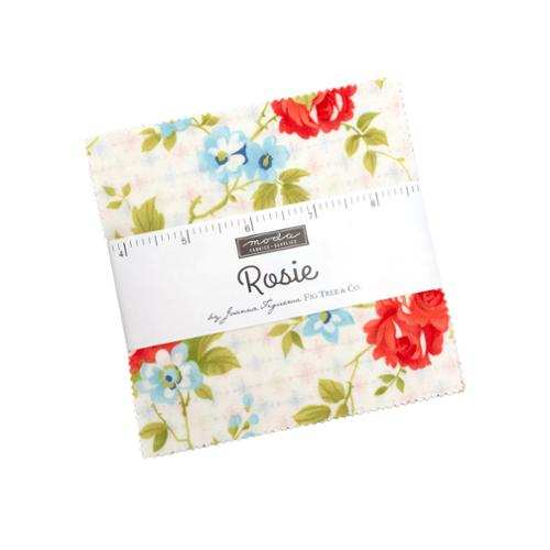 Rosie Charm Pack 42 floral 5-inch fabric squares by Joanna Figueroa for Moda Fabrics