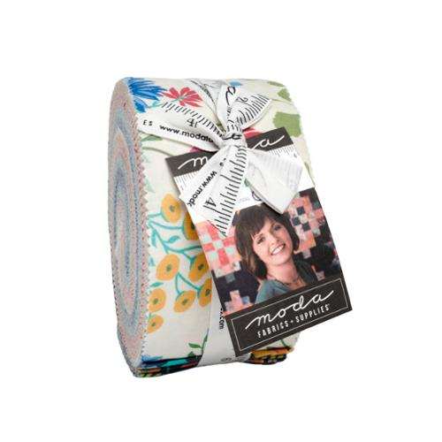 Cannon Beach Jelly Roll 40 strip fabric collection by Crystal Manning with coastal floral and plaid designs
