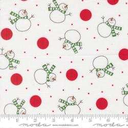 Snow Time Winter White fabric with festive snowmen and holiday motifs by Me & My Sister for Moda Fabrics