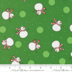 Snow Time Evergreen 22501 13 fabric by Me & My Sister for Moda Fabrics with festive snowmen and holiday trees in classic Christmas colors
