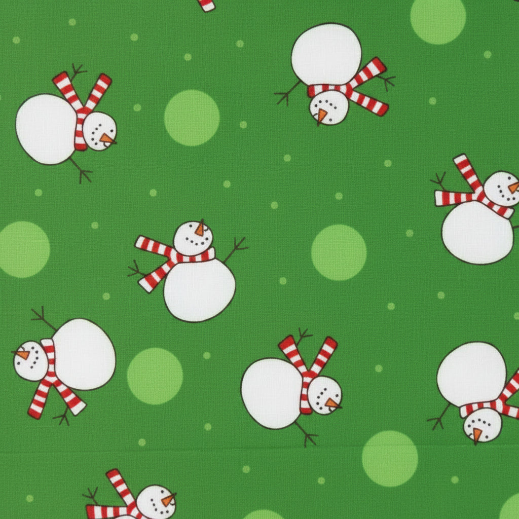 Snow Time Evergreen 22501 13 fabric by Me & My Sister for Moda Fabrics with festive snowmen and holiday trees in classic Christmas colors
