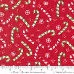 Snow Time fabric by Me & My Sister for Moda featuring poinsettia red holiday design