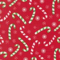 Snow Time fabric by Me & My Sister for Moda featuring poinsettia red holiday design