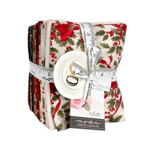 36-piece Candlelight Christmas fat quarter bundle by 3 Sisters for Moda Fabrics featuring cozy holiday designs
