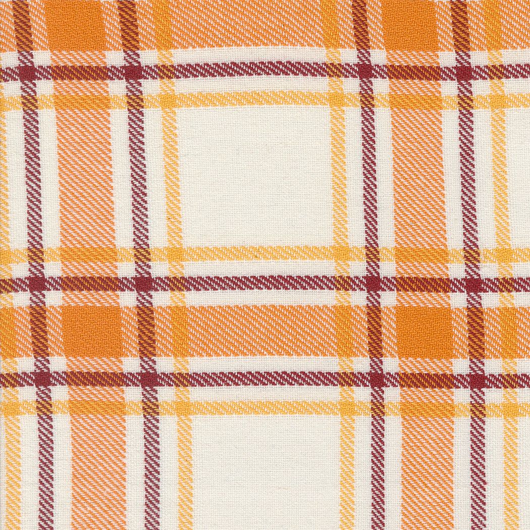 16" Classic Retro Holiday cotton toweling fabric with orange and brown plaid pattern