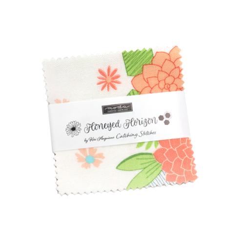 Honeyed Horizon Mini Charm Pack with 42 vibrant 2.5-inch fabric squares by Keri Anguiano for Moda Fabrics