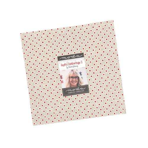 Joyful Gatherings II Layer Cake by Lisa Bongean holiday fabric squares in red, green, and cream for Christmas quilts