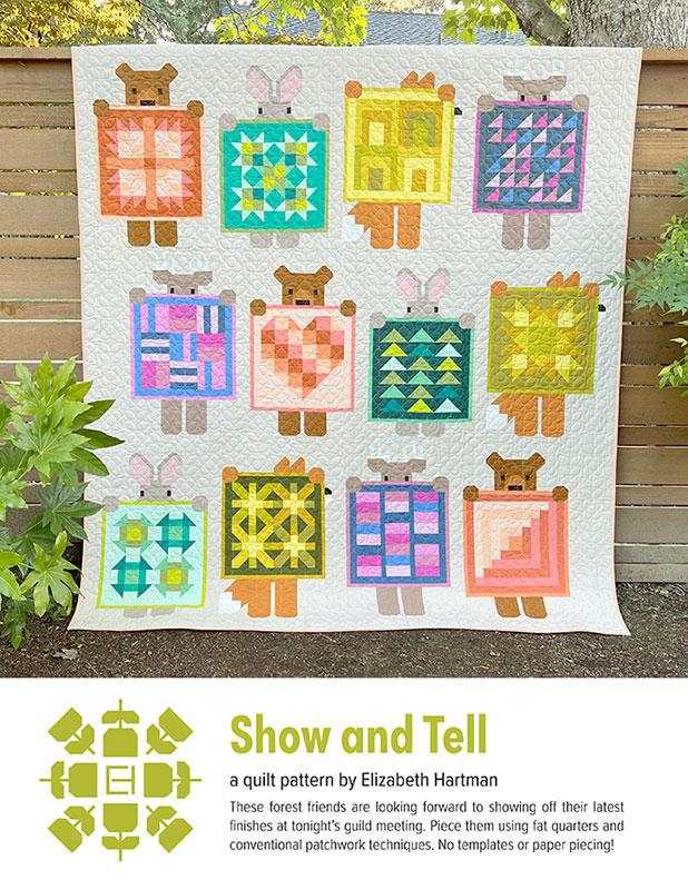 Show & Tell Quilt Kit by Elizabeth Hartman with Bella Solids fabrics pre-order 75x85 inches