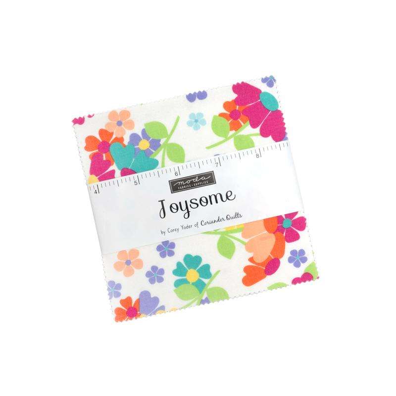 Joysome Charm Pack by Corey Yoder with 42 pre-cut floral fabric squares for quilting