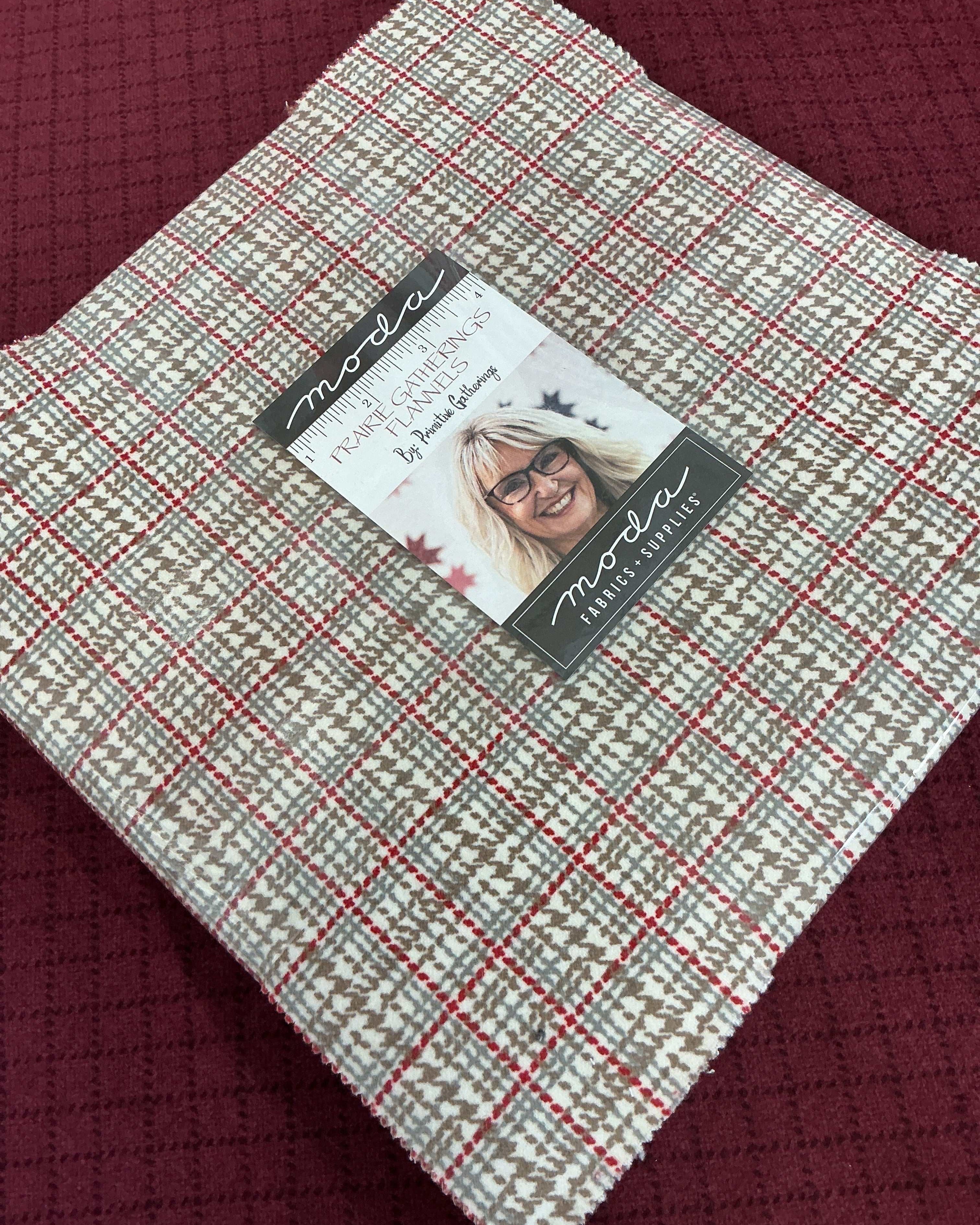 Frida Lap Size Quilt Kit with Prairie Gatherings flannels, half-yard cuts, digital pattern, and binding for sewing beginners