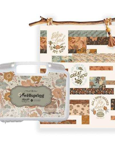 Limited edition Moda Collectors Series Wellspring fabric bin with quilt pattern and exclusive goodies by Stephanie Sliwinski