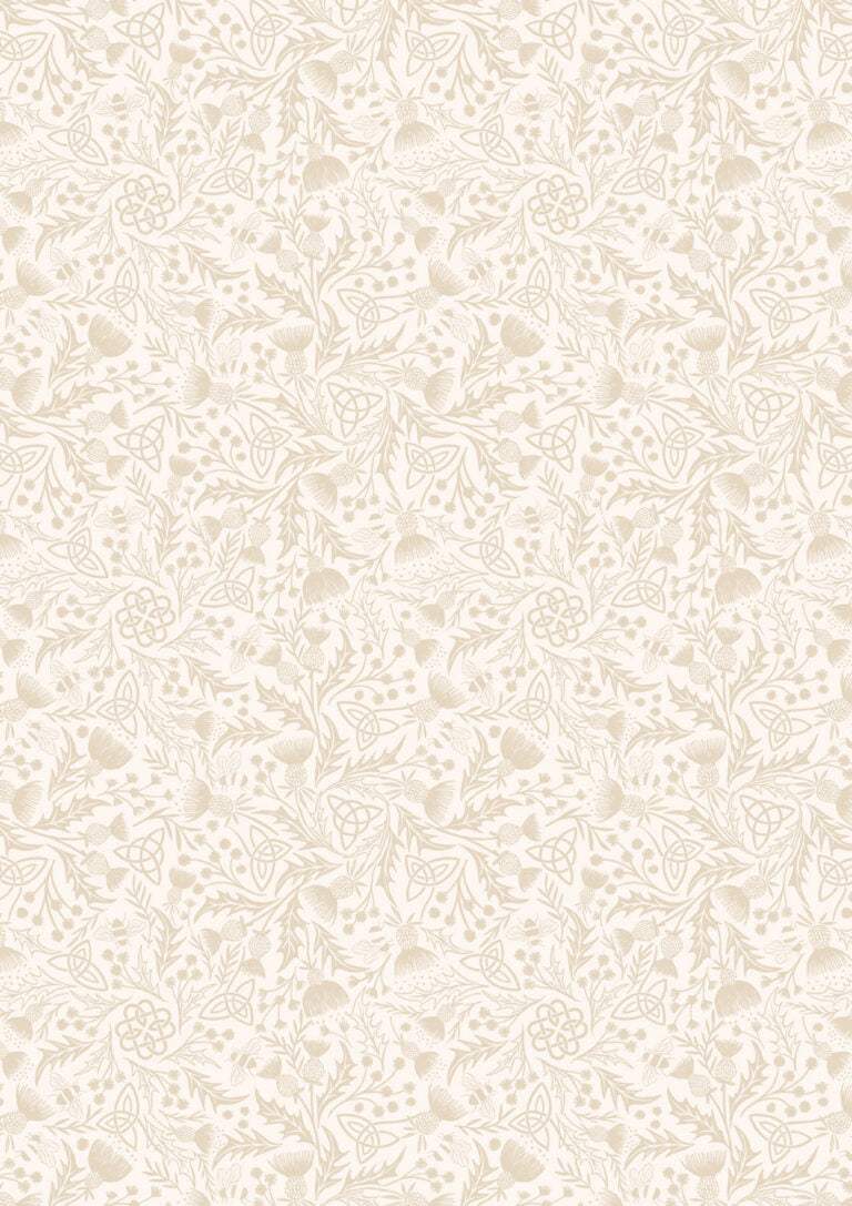 Celtic Summer fabric with cream thistle pattern from Lewis & Irene Fabrics