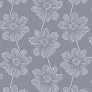 Indelible Soft fabric by Anna Maria Textiles featuring soft overcast anemone floral pattern in muted gray tones sold by half yard