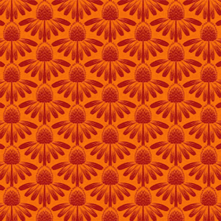 Indelible by Anna Maria Textiles Coneflowers Tangerine fabric with detailed floral pattern in orange tones