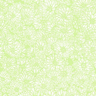 Indelible Soft Spring Mums floral fabric by Anna Maria Textiles in light green watercolor style