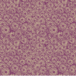 Indelible by Anna Maria Textiles Mums Mauve floral fabric with detailed linework in mauve and gold tones sold by half-yard increments