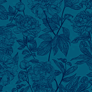 Indelible by Anna Maria Textiles Peony Ocean floral fabric with detailed linework in blue tones