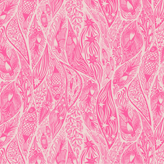 Shooting Star pink intricate floral and star patterned fabric by Anna Maria Textiles for Northcott Fabrics