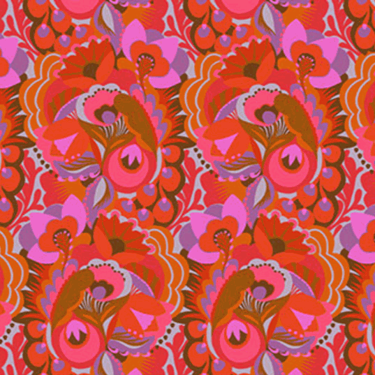 Shooting Star vibrant floral fabric by Anna Maria Textiles in amber tones for quilting and crafts
