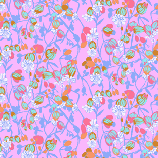Jumpstart Silene Periwinkle floral fabric by Anna Maria Parry for Northcott Fabrics in periwinkle blue with colorful flower prints