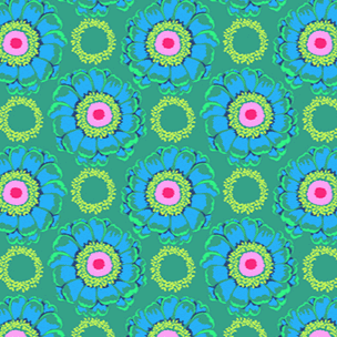 Jumpstart Whirling Golf blue and green floral fabric by Anna Maria Parry for Northcott Fabrics