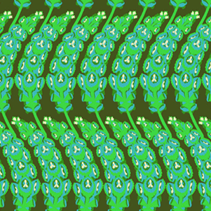 Bells of Ireland Moss fabric pattern by Anna Maria Parry for Northcott Fabrics in vibrant green tones