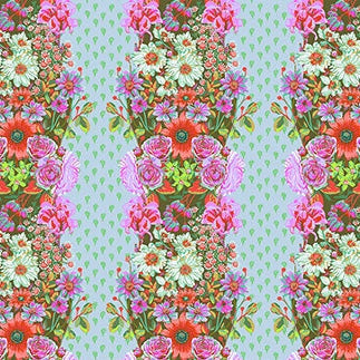 Perennial Borders Beata's Garden floral fabric in seafoam by Anna Maria Parry, half-yard cut