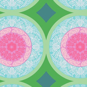 Perennial Borders Doily fabric in powder blue and pink by Anna Maria Parry for Northcott Fabrics