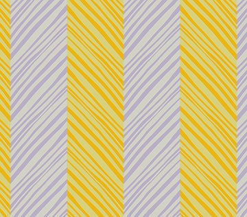 Perennial Borders Tipsy in Sunlight fabric by Anna Maria Parry with yellow and lavender striped pattern