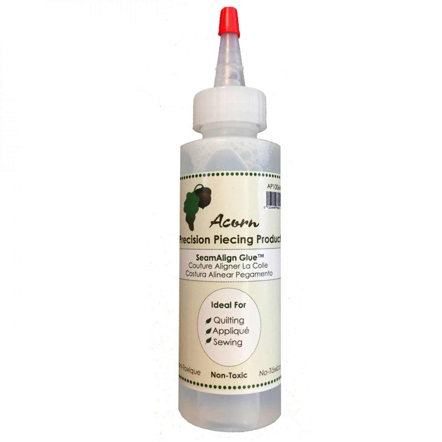 Acorn Seam Align Glue 4oz bottle for quilting, applique, and sewing with precise applicator and water-soluble formula
