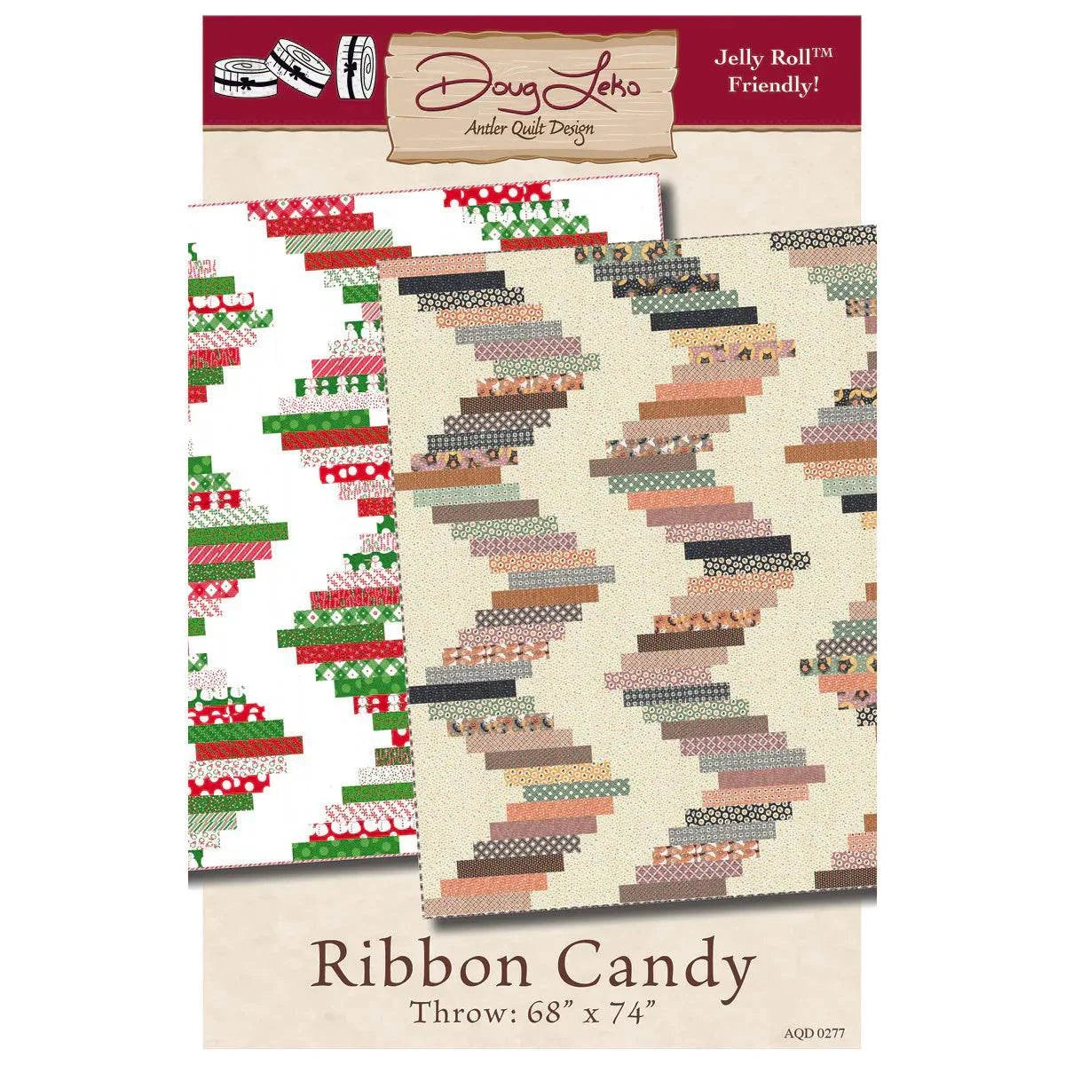 Ribbon Candy Quilt Kit with Reindeer Games fabric by Me and My Sister Designs for 68x74 inch throw quilt top and binding