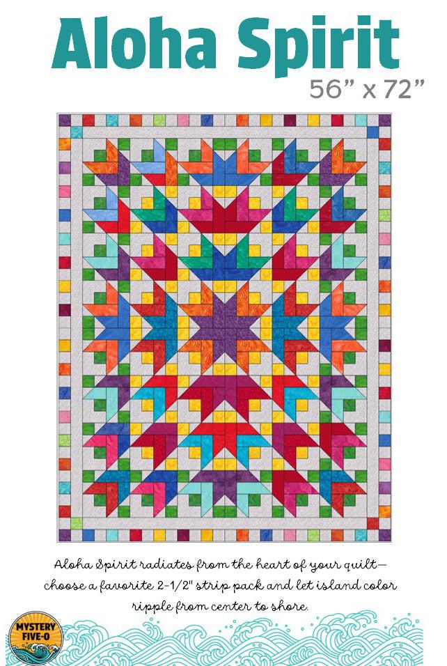 Colorful Aloha Spirit quilt pattern 56x72 digital download by Mystery Five-0