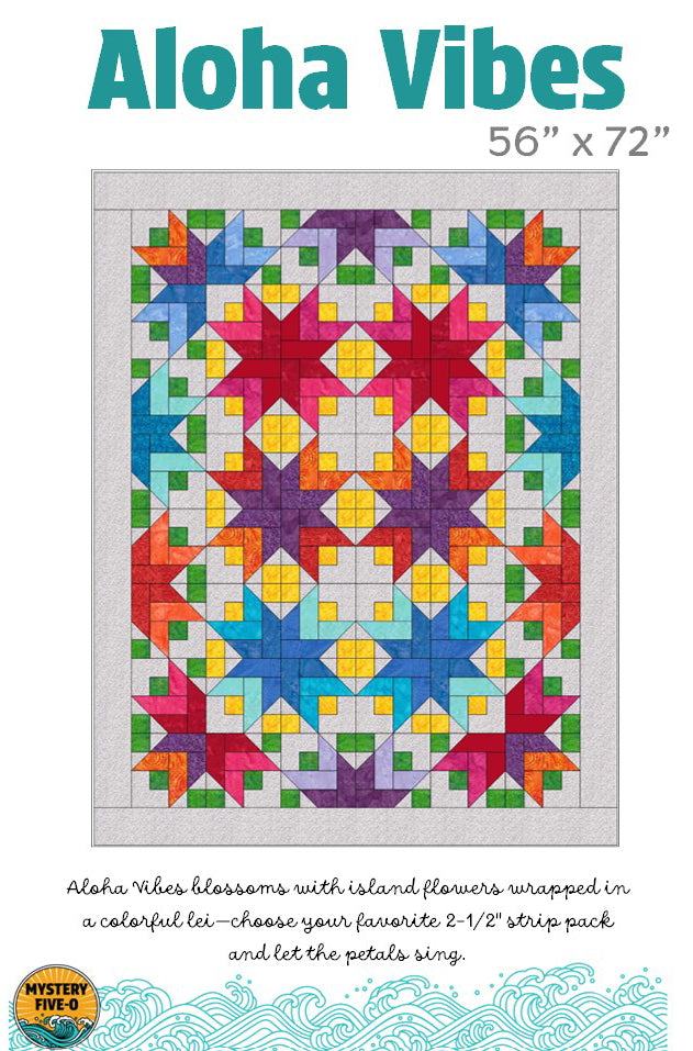 Aloha Vibes quilt pattern with colorful island flower design 56x72 inches