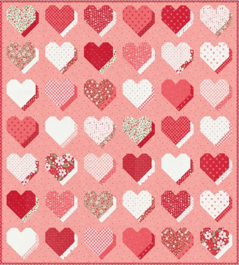 Beloved Quilt Kit with Love Blooms heart-patterned fabric by Vanessa Goertzen