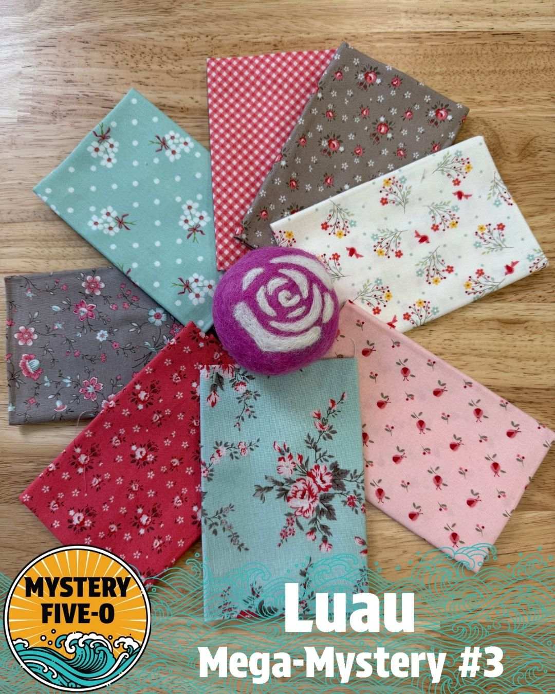 M50 Luau Kit quilt fabric bundle with backing and binding for mystery quilt project