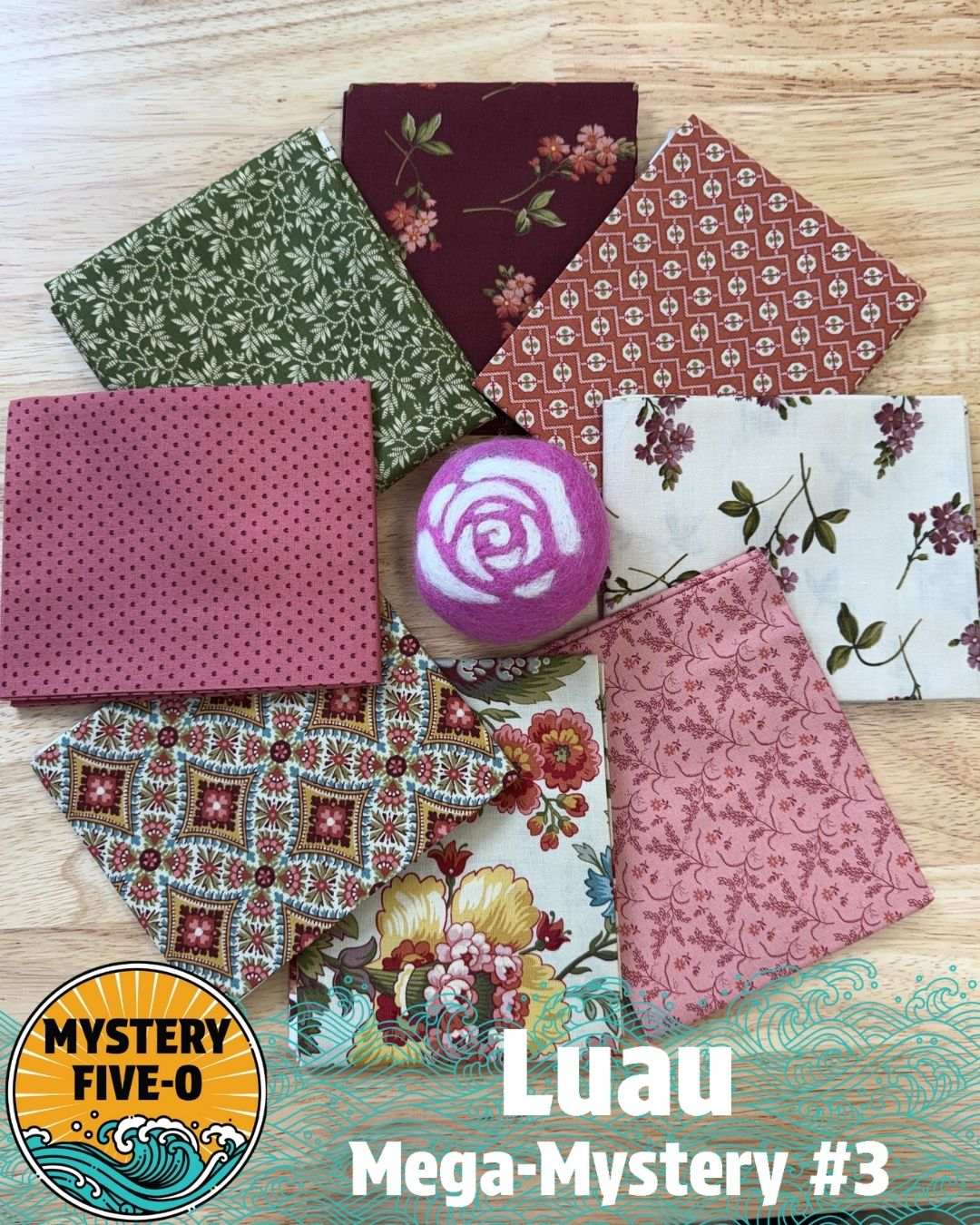 M50 Luau Kit quilt fabric bundle with front and binding materials curated by Bella Rose Quilts