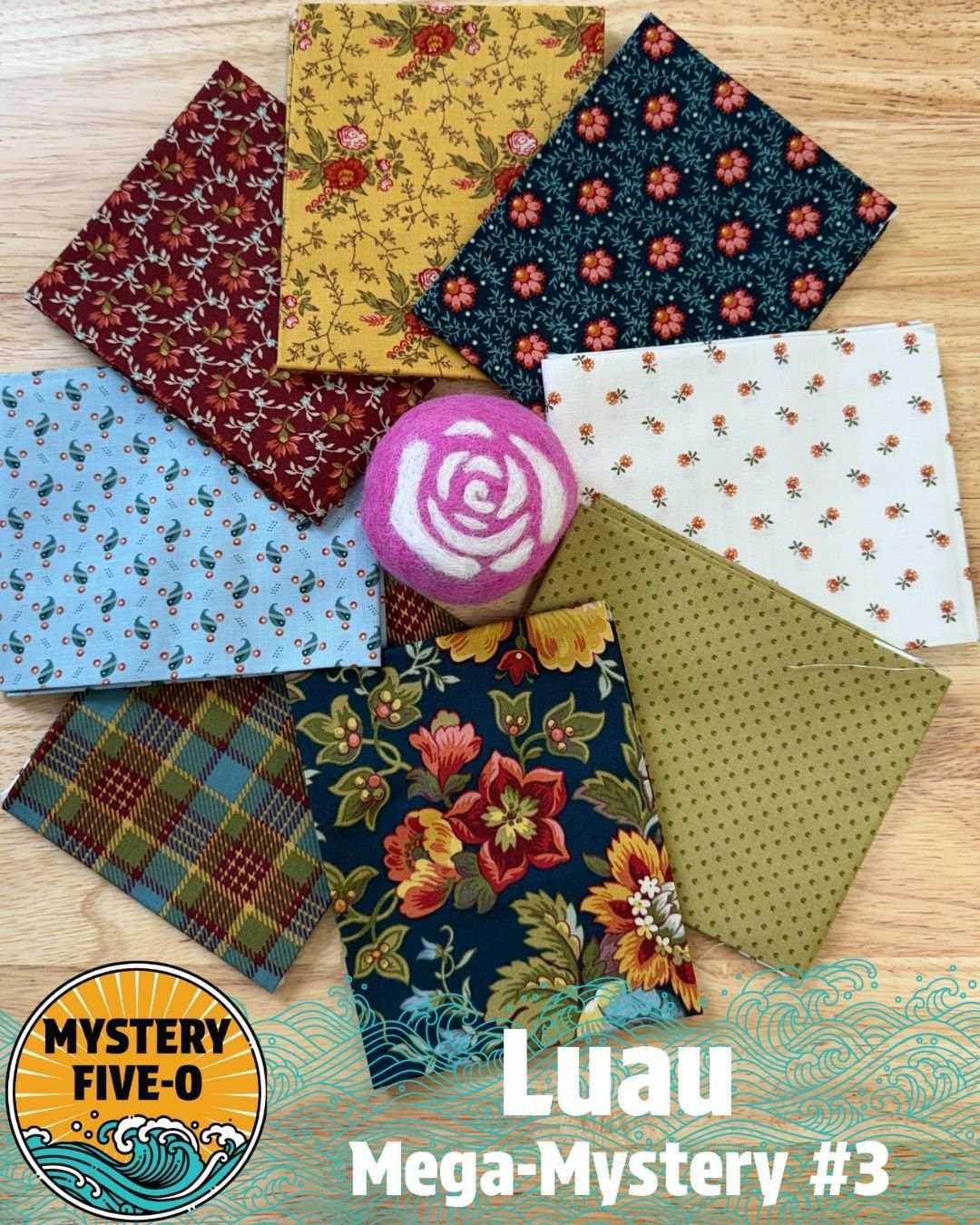 M50 Luau Kit quilt fabric bundle with binding and backing options curated by Bella Rose Quilts