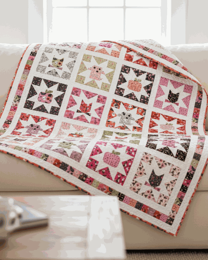 Pre-order Boo Quilt Kit featuring Not Scary Halloween fabric by Poppie Cotton 66x80 inches