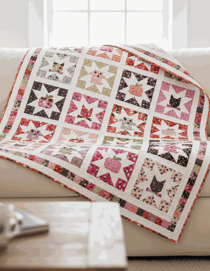 Pre-order Boo Quilt Kit featuring Not Scary Halloween fabric by Poppie Cotton 66x80 inches