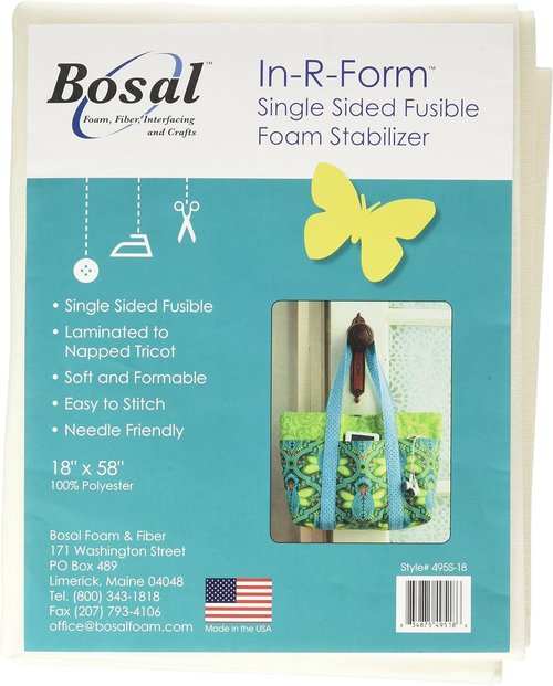 Bosal In-R-Form single-sided fusible foam stabilizer for bag making, 18x58 inches, white, polyester, needle friendly