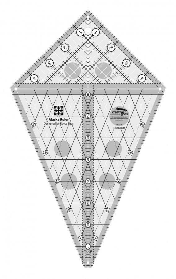 Creative Grids Alaska Ruler for cutting wedges and shapes with non-slip grip and clear markings