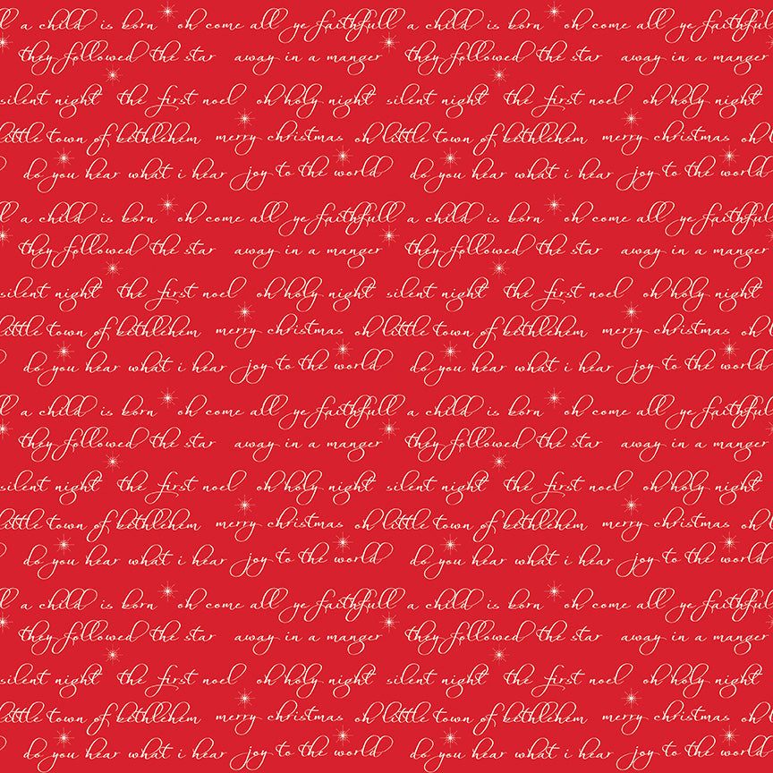 Glisten by Sandy Gervais red Christmas text cotton fabric for quilting and decor