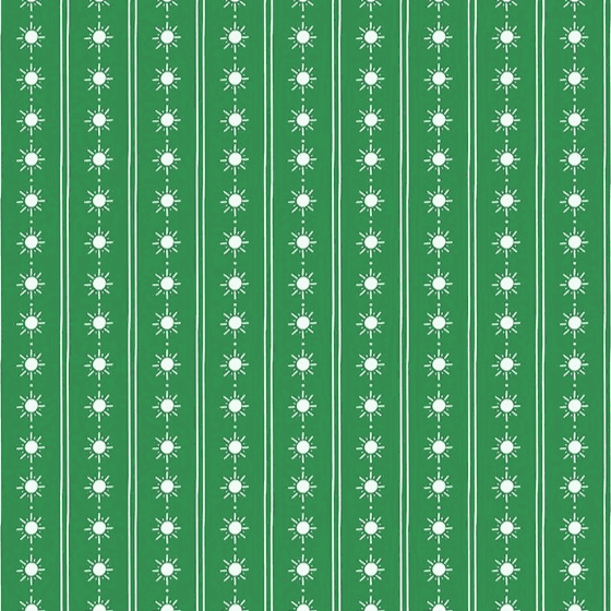 Two by Two Happy Rays green fabric with white sun patterns by Cayla Naylor for Riley Blake Designs