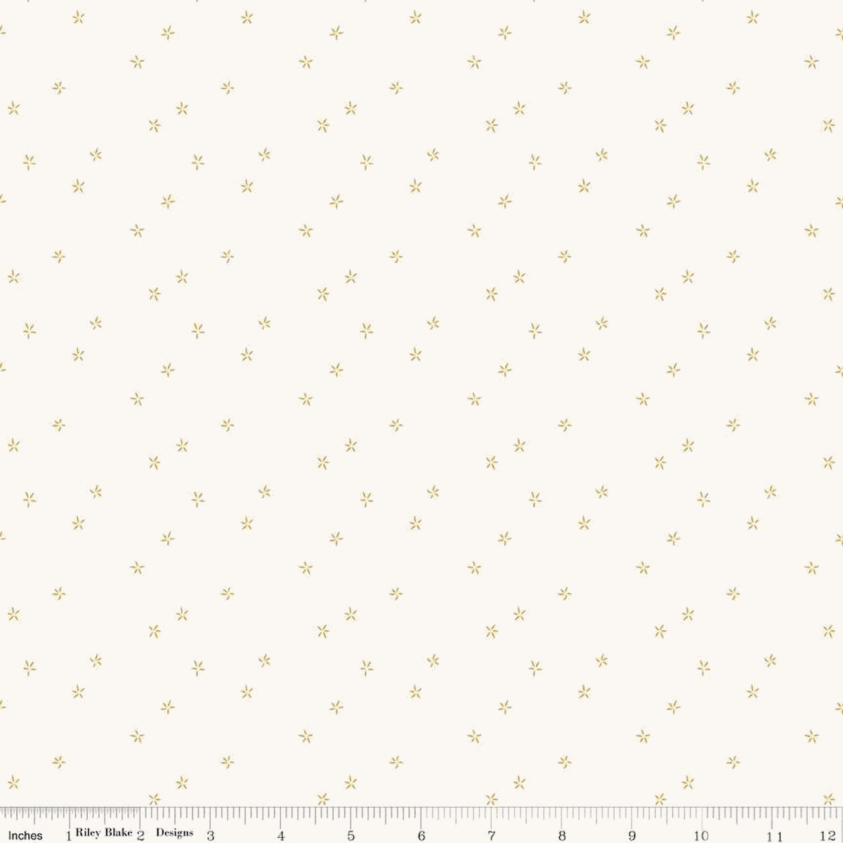 Hush Hush 5 Plumeria fabric with small gold star motifs on cream background by Riley Blake Designs