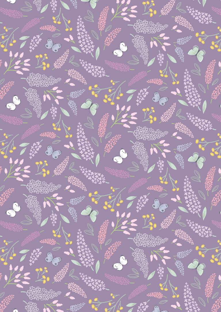 Dear Spring Spring Symphony dusky dark purple fabric by Cassandra Connolly for Lewis & Irene