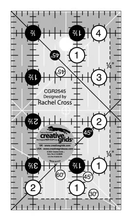 Creative Grids Quilt Ruler 2-1/2in x 4-1/2in rectangle for precise quilting and trimming
